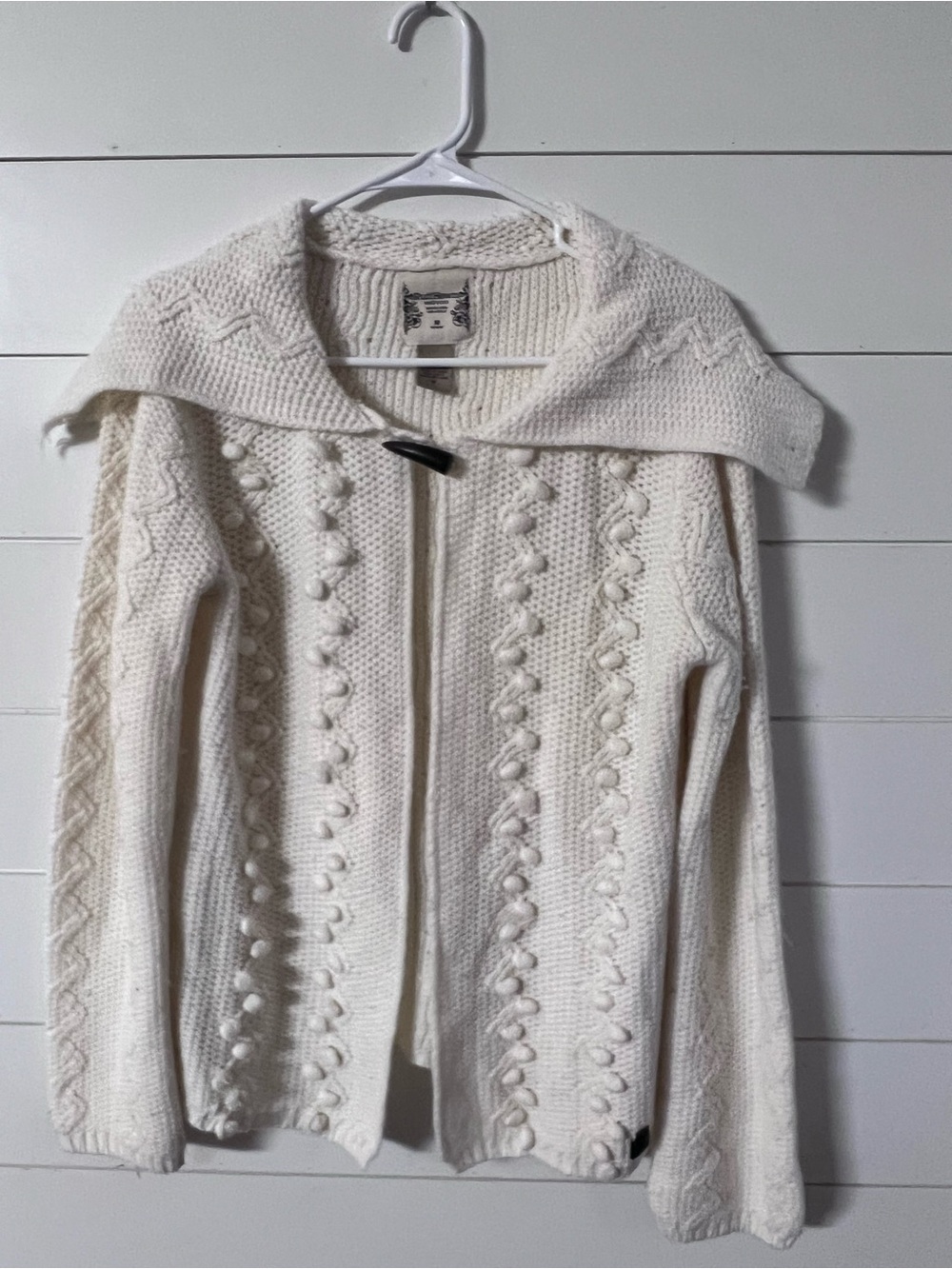 Ruff Hewn Cream Toggle-Front Cable Knit Cardigan